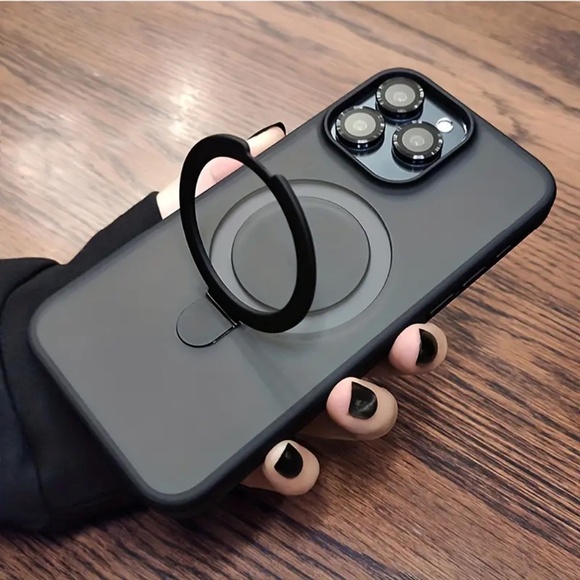 NEW Black Iphone Case w/ Standfor iPhone 13 Pro, Shockproof Hard PC Back Cover - Picture 2 of 4